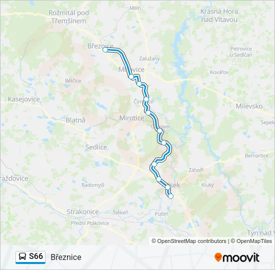 Автобус S66: карта маршрута