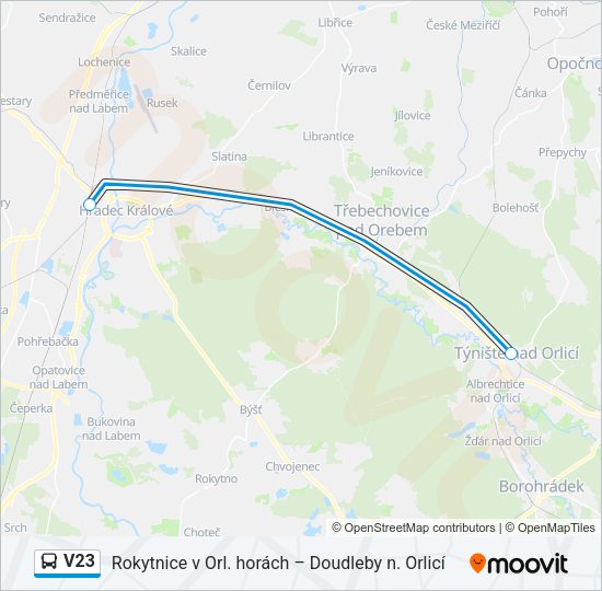 Автобус V23: карта маршрута