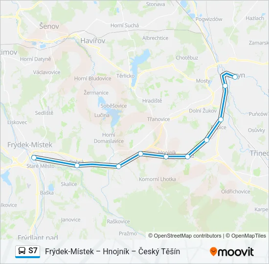Автобус S7: карта маршрута