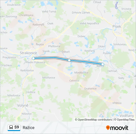 Автобус S9: карта маршрута