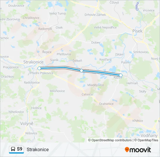Автобус S9: карта маршрута
