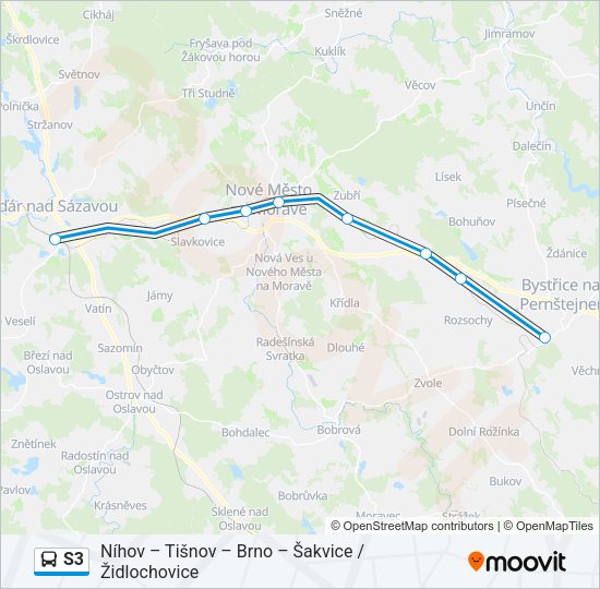 Автобус S3: карта маршрута