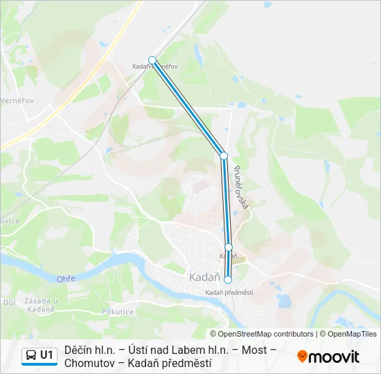 Автобус U1: карта маршрута