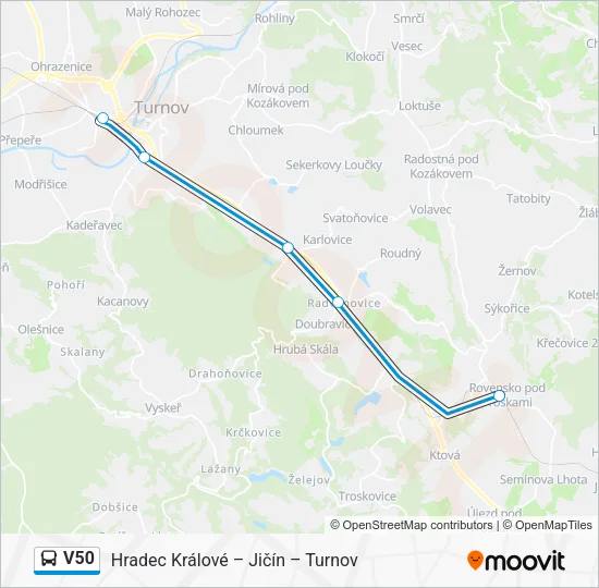 Автобус V50: карта маршрута