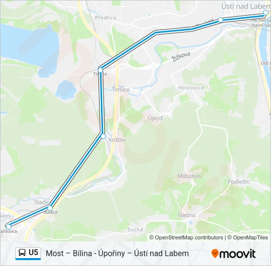 Автобус U5: карта маршрута