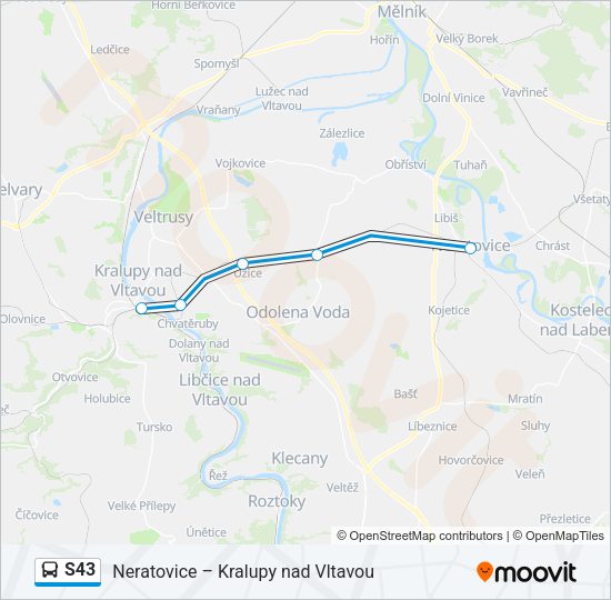 Автобус S43: карта маршрута