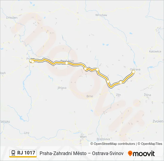Поезд RJ 1017: карта маршрута