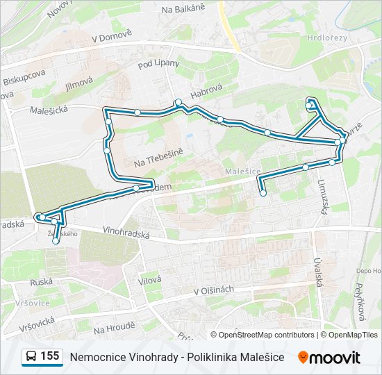 Автобус 155: карта маршрута