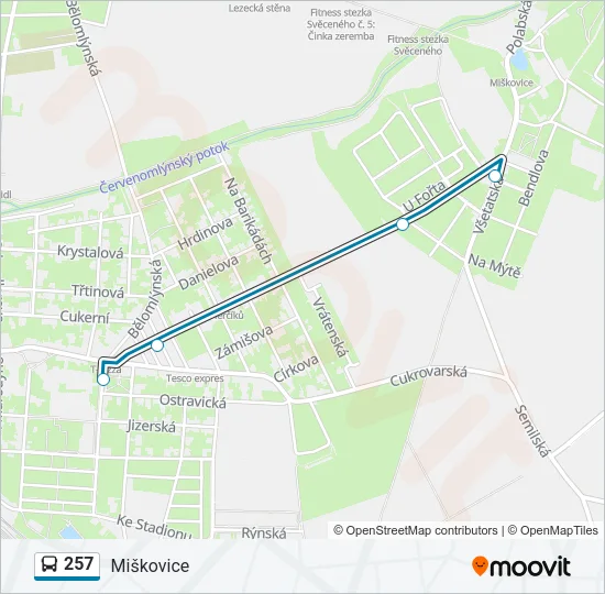 Автобус 257: карта маршрута