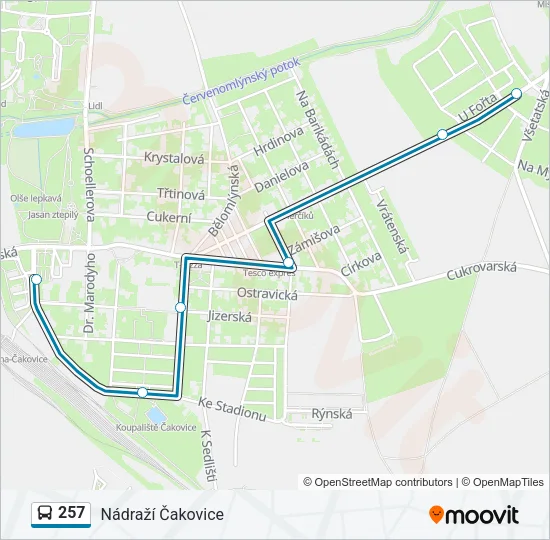 Автобус 257: карта маршрута