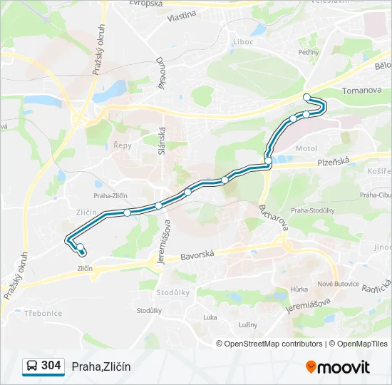 304 Bus Line Map