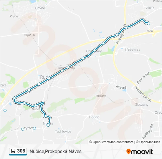 Автобус 308: карта маршрута