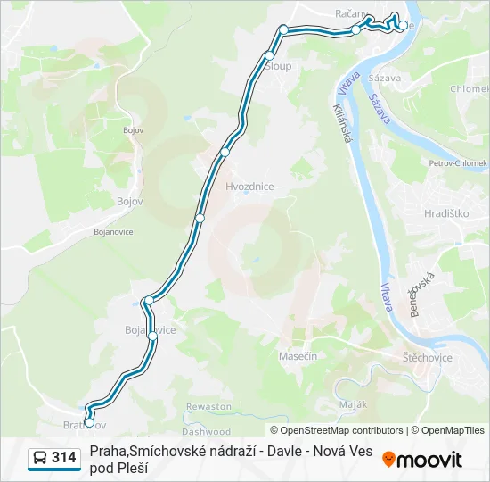 Автобус 314: карта маршрута