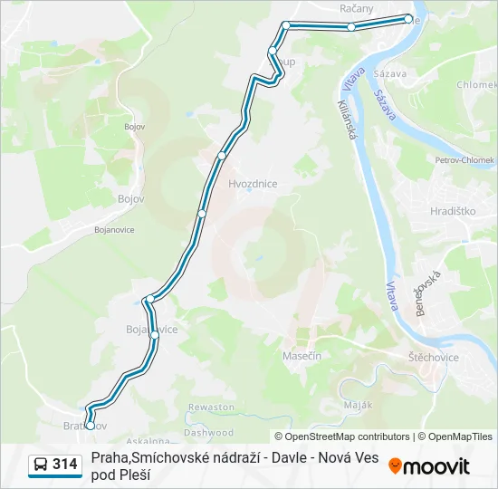 Автобус 314: карта маршрута