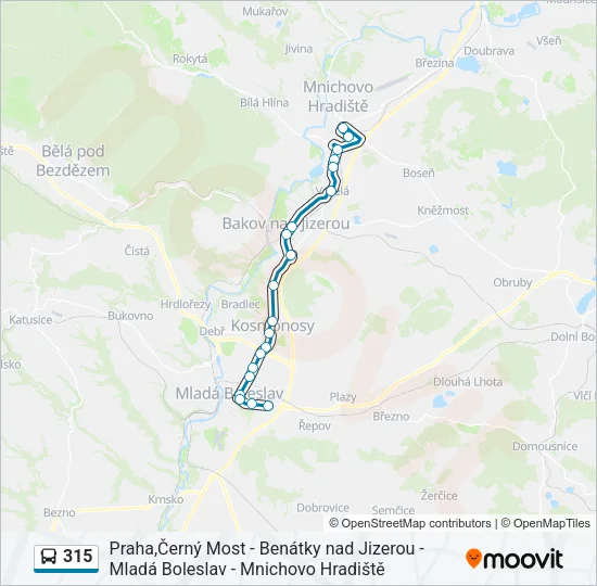 Автобус 315: карта маршрута