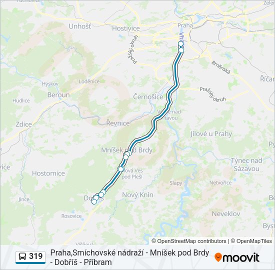 Автобус 319: карта маршрута