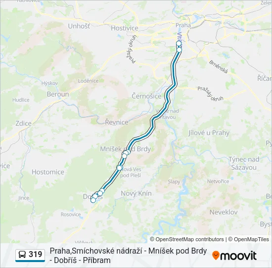 Автобус 319: карта маршрута