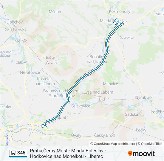 Автобус 345: карта маршрута