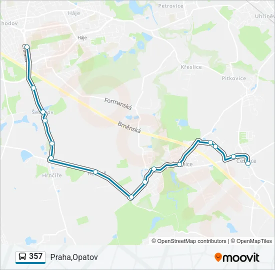 Автобус 357: карта маршрута