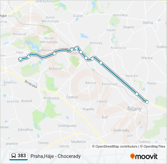 Автобус 383: карта маршрута