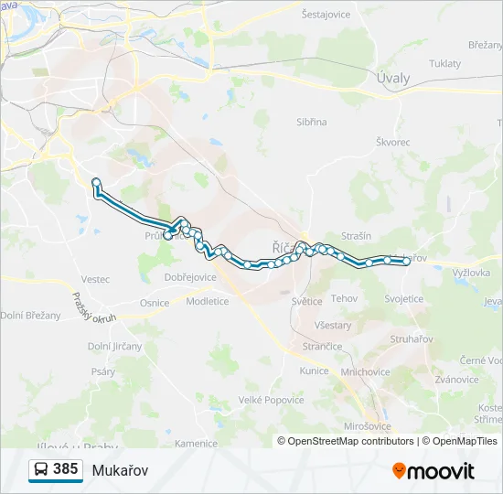 Автобус 385: карта маршрута