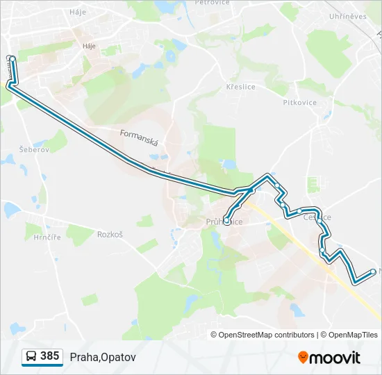 Автобус 385: карта маршрута