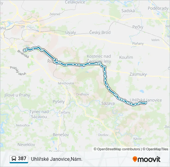 Автобус 387: карта маршрута