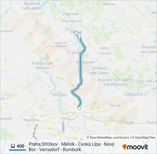 400 autobus Mapa linky