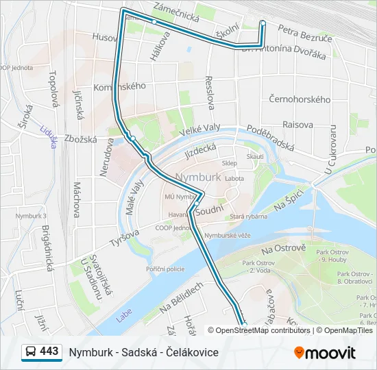 443 Bus Line Map