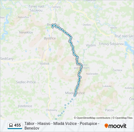 Автобус 455: карта маршрута