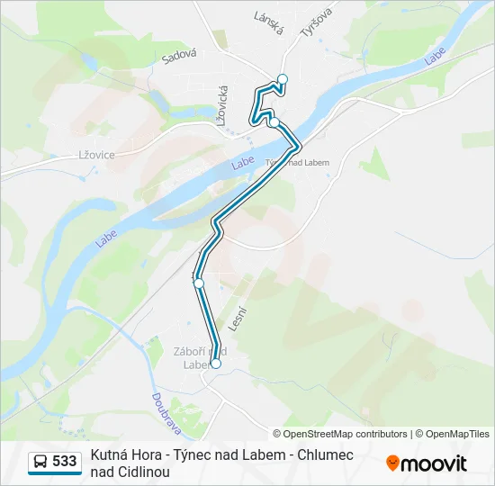 Автобус 533: карта маршрута