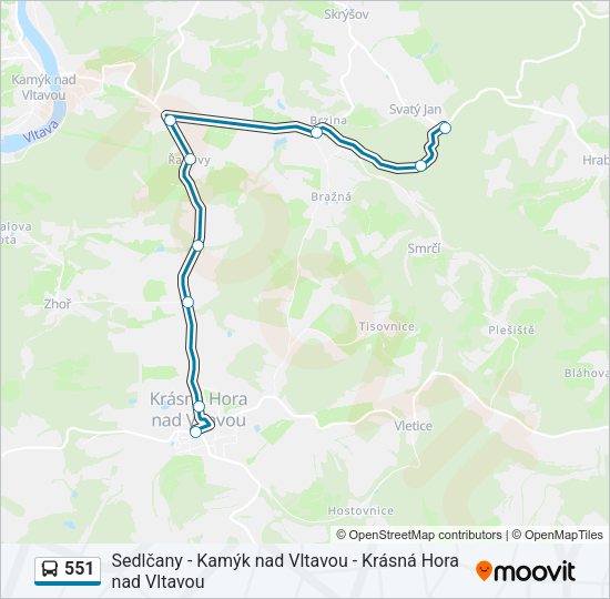 Автобус 551: карта маршрута