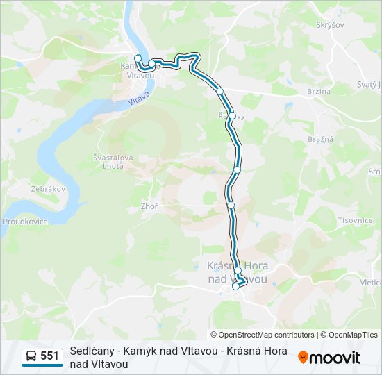 Автобус 551: карта маршрута