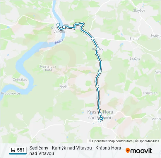 Автобус 551: карта маршрута