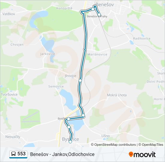 Автобус 553: карта маршрута