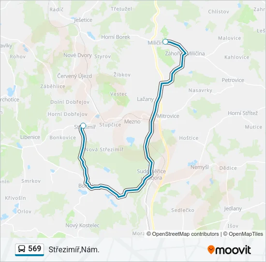 569 autobus Mapa linky