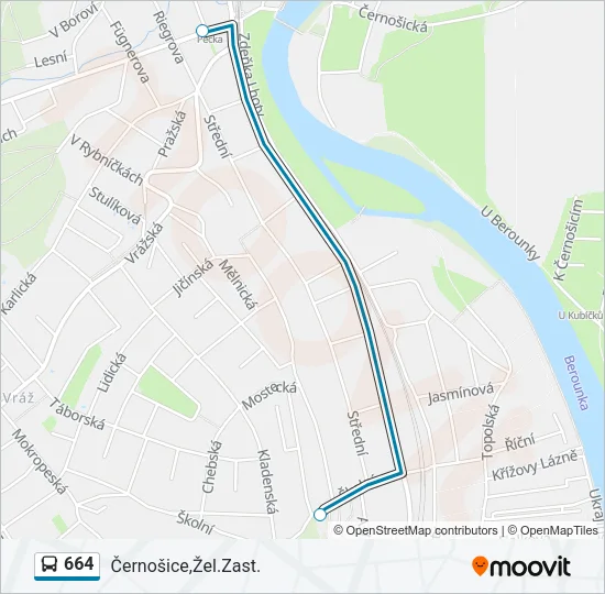 664 Bus Line Map
