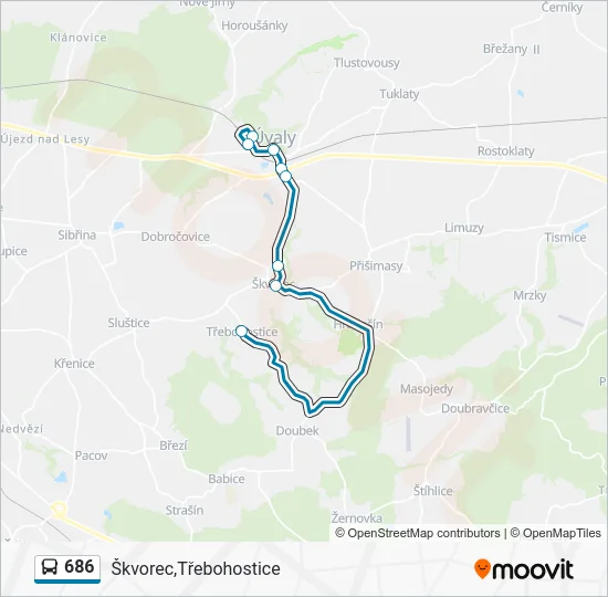 Автобус 686: карта маршрута