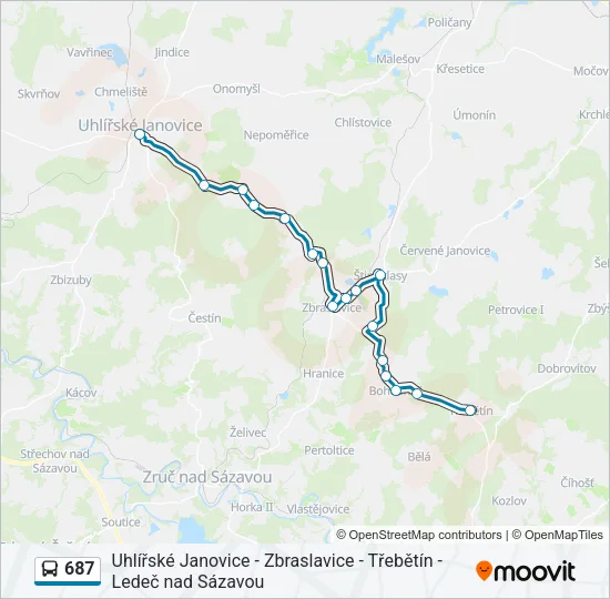 687 Bus Line Map