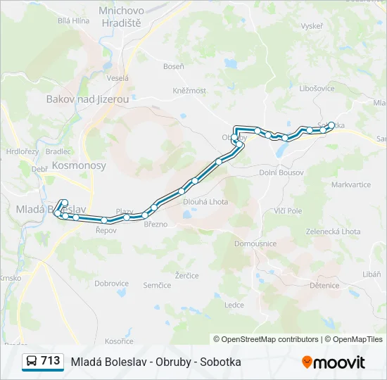 Автобус 713: карта маршрута