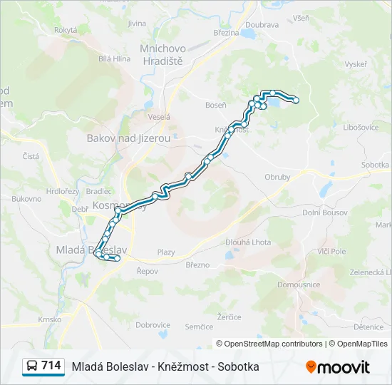 Автобус 714: карта маршрута
