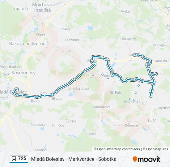 Автобус 725: карта маршрута