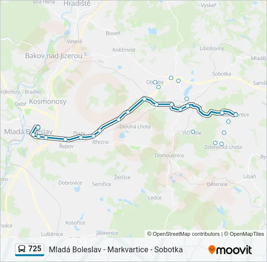 Автобус 725: карта маршрута