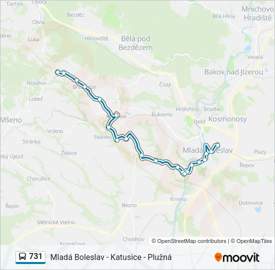 Автобус 731: карта маршрута