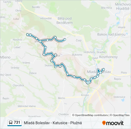 Автобус 731: карта маршрута