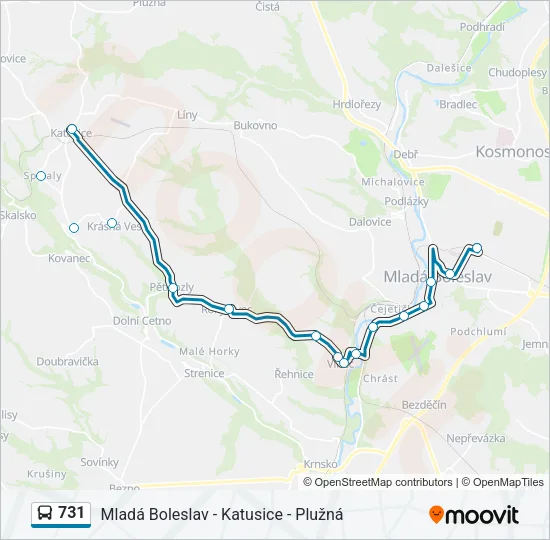 Автобус 731: карта маршрута