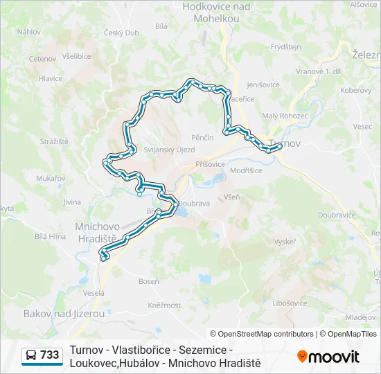 Автобус 733: карта маршрута