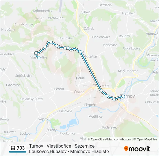 Автобус 733: карта маршрута