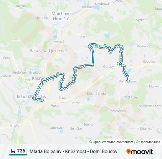 Автобус 736: карта маршрута