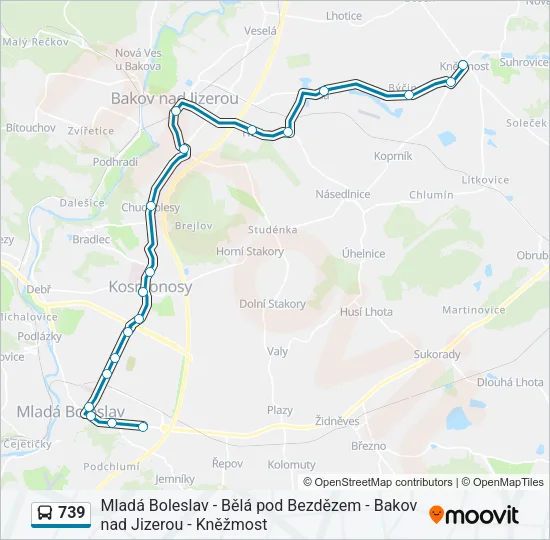 Автобус 739: карта маршрута